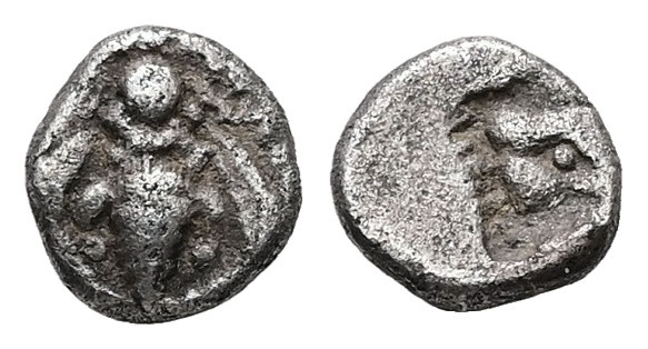 Ionia, Ephesos. AR Tetartemorion, 0.23 g 6.26 mm. Circa 500-420 BC.
Obv: Bee wit...