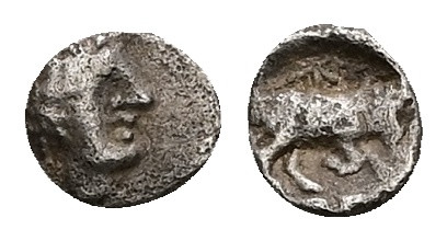 Ionia, Magnesia ad Maeandrum. AR Tetartemorion, 0.20 g 6.02 mm. Circa 400-350 BC...
