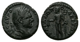 Thrace, Hadrianopolis. Caracalla, AD 198-217. AE. 3.60 g. 16.34 mm.
Obv: Laureate head of Caracalla, right.
Rev: AΔΡIANOΠOΛEITΩN. Hermes standing fron...