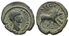 Ionia, Ephesus. Antoninus Pius, AD 138-161. AE. 4.11 g. 20.09 mm.
Obv: ΚΑΙ ΑΝΤΩΝƐΙΝΟϹ. Laureate head of Antoninus Pius, right.
Rev: ƐΦƐϹΙΩΝ. Boar runn...