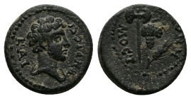 Lydia, Mostene. Marcus Aurelius as Caesar, AD 139-161. AE. 2.71 g. 15.77 mm.
Obv: ΚΑΙΒΗΡΙϹϹΙ. Bare-headed bust of Marcus Aurelius wearing paludamentum...