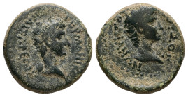 Lydia, Sardis. Germanicus, with Drusus as Caesar, 15 BC-AD 19. AE. 2.57 g. 16.68 mm.
Obv: ΓΕΡΜΑΝΙΚΟΣ ΚΑΙΣΑΡΕΩΝ. Bare head of Germanicus, right.
Rev: Δ...