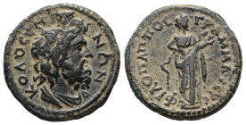 Phrygia, Colossae. Pseudo-autonomous. Time of Antoninus Pius, AD 138-161. AE. 4.38 g. 19.98 mm. Tiberius Asinius Philopappos, grammateus.
Obv: ΚΟΛΟϹϹΗ...