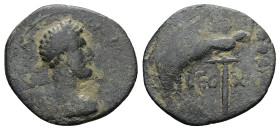 Arabia Petraea(?), Uncertain Arabian or Mesopotamian Mint(?). Commodus, AD 177-192. AE. 4.18 g. 23.79 mm.
Obv: Laureate-headed bust of Commodus wearin...