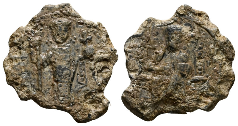 PB Byzantine seal of an emperor (AD 11th – 12th centuries)
Obv: Christ seated on...