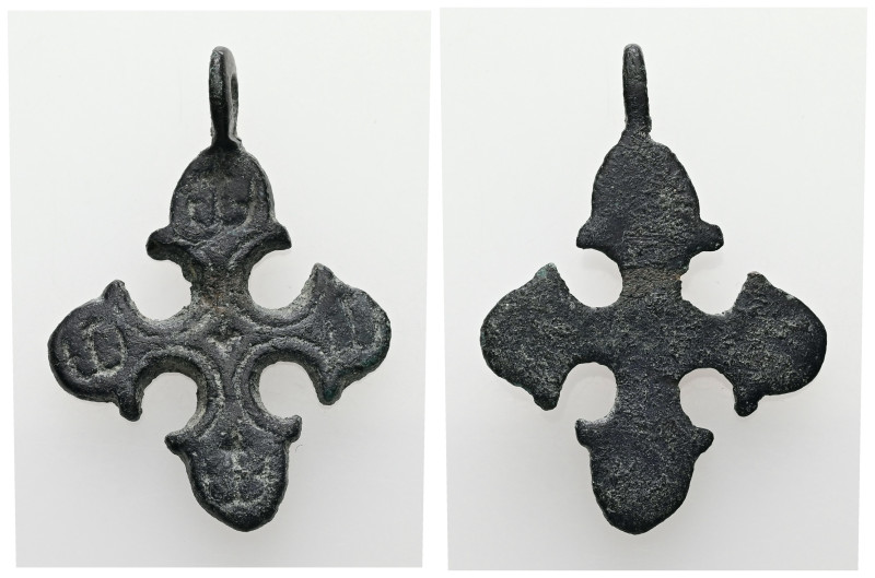 Bronze AE Cross pendant. Middle Byzantine (AD 10th–11th centuries).
Cross neckla...