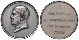 ARGENTINA Domingo Faustino Sarmiento (1811-1888) Medaglia 1900 In ricordo del presidente argentino - AE argentato (g 57, 29 - Ø 50 mm) Riconio postumo...