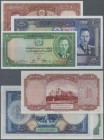 Afghanistan: set of 3 banknotes containing 5, 10 & 50 Afghanis ND P. 22, 23, 24, all three in crisp original condition: UNC. (3 pcs)