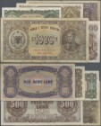 Albania: Banka e Shtetit Shqiptar set with 5 Banknotes 1947 series with 10, 50, 100, 500 and 1000 Leke, P.19-23 in F- to aUNC condition. (5 pcs.)