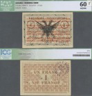 Albania: 1 Franc 1917 P. S144a, unfolded, crisp, no holes or tears, original colors, condition: ICG graded 60 AU/UNC.