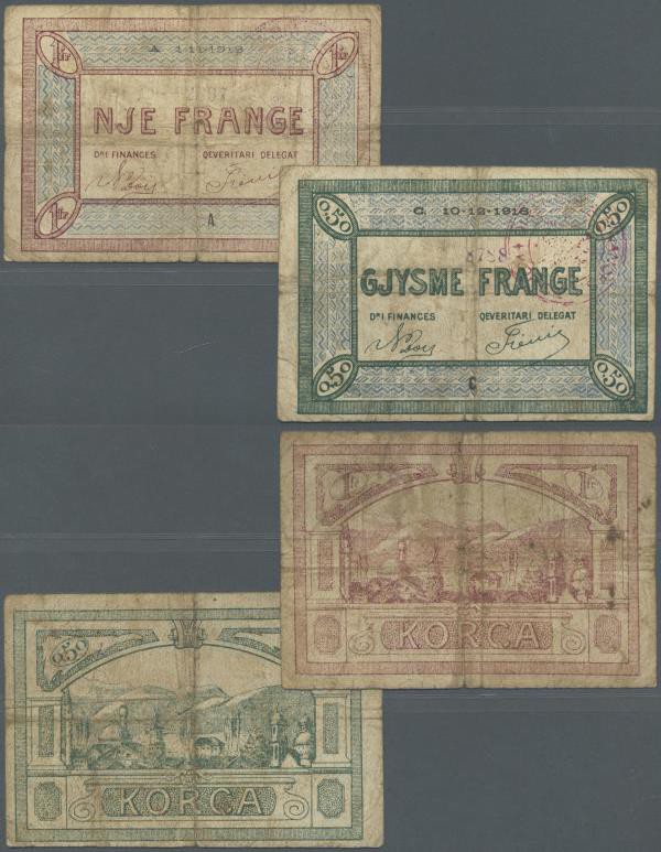 Albania: set of 2 notes 0.50 & 1 Frange ND P. S148, S151, both stronger used wit...