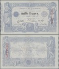 Algeria: very rare 1000 Francs 1924 Specimen P. 76s, w/o serial numbers and with red specimen overprint at right, in crisp original condition: UNC.