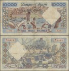 Algeria: Banque de l'Algérie et de la Tunisie 10.000 Francs 1957, P.110, still nice with a few border tears and small holes at center. Condition: F-