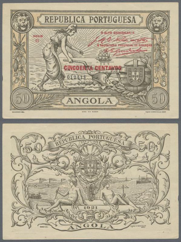 Angola: 50 Centavos 1921 P. 62 in condition: aUNC.