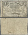 Argentina: Banco Rosario de Santa Fe 1 Peso 1869, P.S1854a, still nice note in original shape with several folds and stained paper. Condition: F- to F