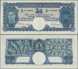 Australia: 5 Pounds ND portrait KGIV P. 27b, strong paper, pressed dry, light center fold and handling in paper, no holes or tears, nice original colo...