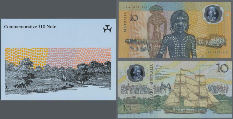 Australia: Original folder with the 10 Dollars 1988 commemorative issue, P.49a i...