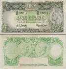 Australia: 1 Pound ND(1953-60) QEII P. 34r replacement / star note, used with folds and light stain in paper, pressed, no holes or tears, still nice c...
