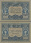 Austria: 10 Gulden 1880 P. 1, S/N 023887, rare note in nice condition with some vertical and horizontal folds but very strong original paper and origi...