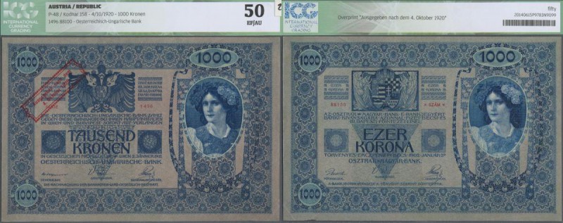 Austria: Austria 1000 Kronen 04.10.1920 P. 48, S/N #1496 88100, Austrian-Hungari...
