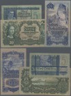 Austria: set of 3 notes containing 5 Schilling 1927 P. 93 (F+), 20 Schilling 1928 P. 95 (F to F+) and 10 Schilling 1933 P. 99 (VF- to VF), niec set. (...