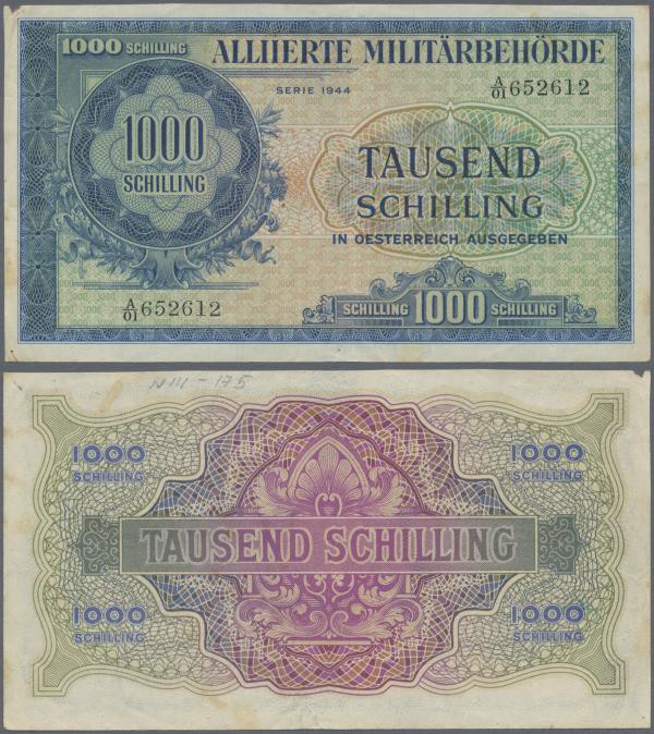 Austria: 100 Schillings 1944 P. 111, used with light folds in paper, minor split...