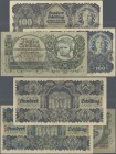 Austria: set of 3 notes containing 2x 100 Schilling 1945 P. 117 with lightly different colors (1x XF, 1x VF) and 50 Schilling 1945 P. 118 with folds a...