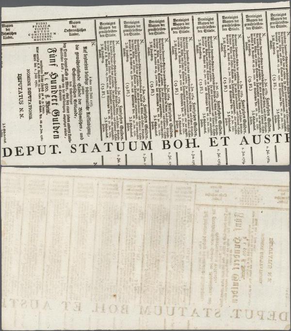 Austria: 500 Gulden 1761 Obligation Vienna, PR W3b), complete sheet in condition...