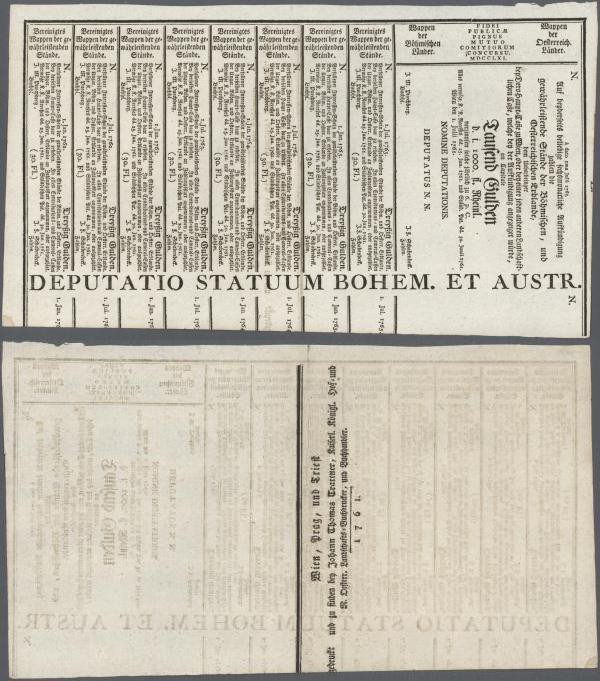 Austria: 1000 Gulden 1761 Obligation Vienna, PR W3c), complete sheet in conditio...