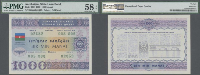 Azerbaijan: 1000 Manat State Loan Bond 1993, printer Goznak, P.13C, PMG graded 5...