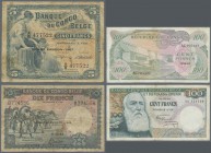Belgian Congo: Very nice set with with 7 banknotes comprising 5 Francs 1947, 10 Francs 1944, 4 x 100 Francs 1956, 1957, 1960 and Congo 100 Francs 1963...