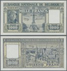 Belgium: 1000 Francs 1944, P.128b, minor ruyts spots at upper margin, otherwise perfect. Condition: XF/XF+