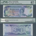 Belize: 100 Dollars 1983, P.50a, highly rare note in perfect condition, PMG graded 67 Superb Gem Unc