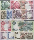 Botswana: complete set of 5 banknotes 1 to 20 Pula ND(1976) SPECIMEN P. 1s-5s, all in condition: UNC. (5 pcs)