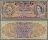 British Honduras: 2 Dollars 1964, P.29b, still nice with yellowed paper, several folds and tiny pinholes. Condition: F-/F