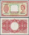 British North Borneo: 10 Dollars 1953 P. 3, pressed but still strongness in paper, light folds, no holes or tears and nice colors, condition: VF: