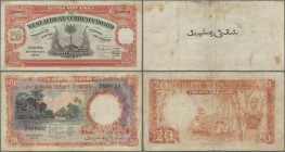 British West Africa: set of 2 banknotes West African Currency Board containing 20 Shillings 1947 P. 8b S/N B/F659002 and 20 Shillings 1953 P. 10a S/N ...