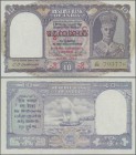 Burma: British India Burma 10 Rupees ND P. 32 in condition: UNC with usual 2 pinholes at left.