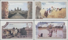 Cambodia: complete set of 5 Khmer Rouge forgeries from 1 to 100 Riels P. R1-R5 in condition: UNC.