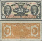 Canada: The Dominion Bank 10 Dollars 1935, P.S1034, beautiful note with bright colors and crisp paper, some minor spots and a few folds. Condition: F+