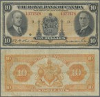 Canada: The Royal Bank of Canada 10 Dollars 1935, P.S1392, still strong paper with several folds and lightly stained paper. Condition: F