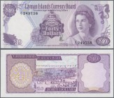 Cayman Islands: 40 Dollars L.1974 P. 9, portrait QEII, S/N A/1 249758, with picture of ”Pirates Week Festival” on back in crisp original condition wit...
