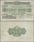 Ceylon: 2 Rupees 1935 P. 21b, pressed but still strongness in paper, vertical and horizontal folds, condition: F- to F.