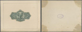 Ceylon: Vignette Proof print on cardboard for the Government of Ceylon for the back side of a 5 Rupee ND(1925) banknote, nice and rare archival item i...