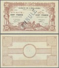 Djibouti: 100 Francs 1920 Banque de l'Indochine with stamp ”Annule” P. 5(s), highly rare in aUNC condition, taken out of the production and marked as ...