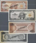 Dominican Republic: set of 2 Specimen notes containing 1 and 5 Pesos Oro 1975 P. 108s, 109s, both in condition: UNC. (2 pcs)