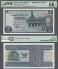 Egypt: 5 Pounds 1976 P. 45a replacement banknote with ”I” prefix, crisp original banknote with bright colors, S/N I0336873 in condition: PMG graded 66...
