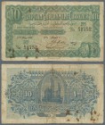 Egypt: 10 Piastres May 27th 1917, P.160b, lightly yellowed paper with some rusty pinholes at lower left. Condition: F-/F
