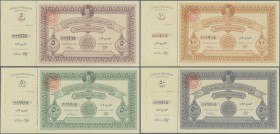 Egypt: Nice set with 6 pcs. of the Palestine War Fund Notes remainder with Portrait of King Farouk with 5, 10, 2 x 50 (green and gray) and 2 x 100 (bl...