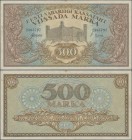 Estonia: 500 Marka 1923, P.52, highly rare banknote in great original shape and bright colors, vertically folded, some other minor creases in the pape...